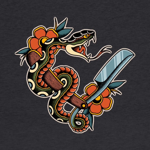 Snake & Straight Razor by Fredriktattooer X Mighty Things